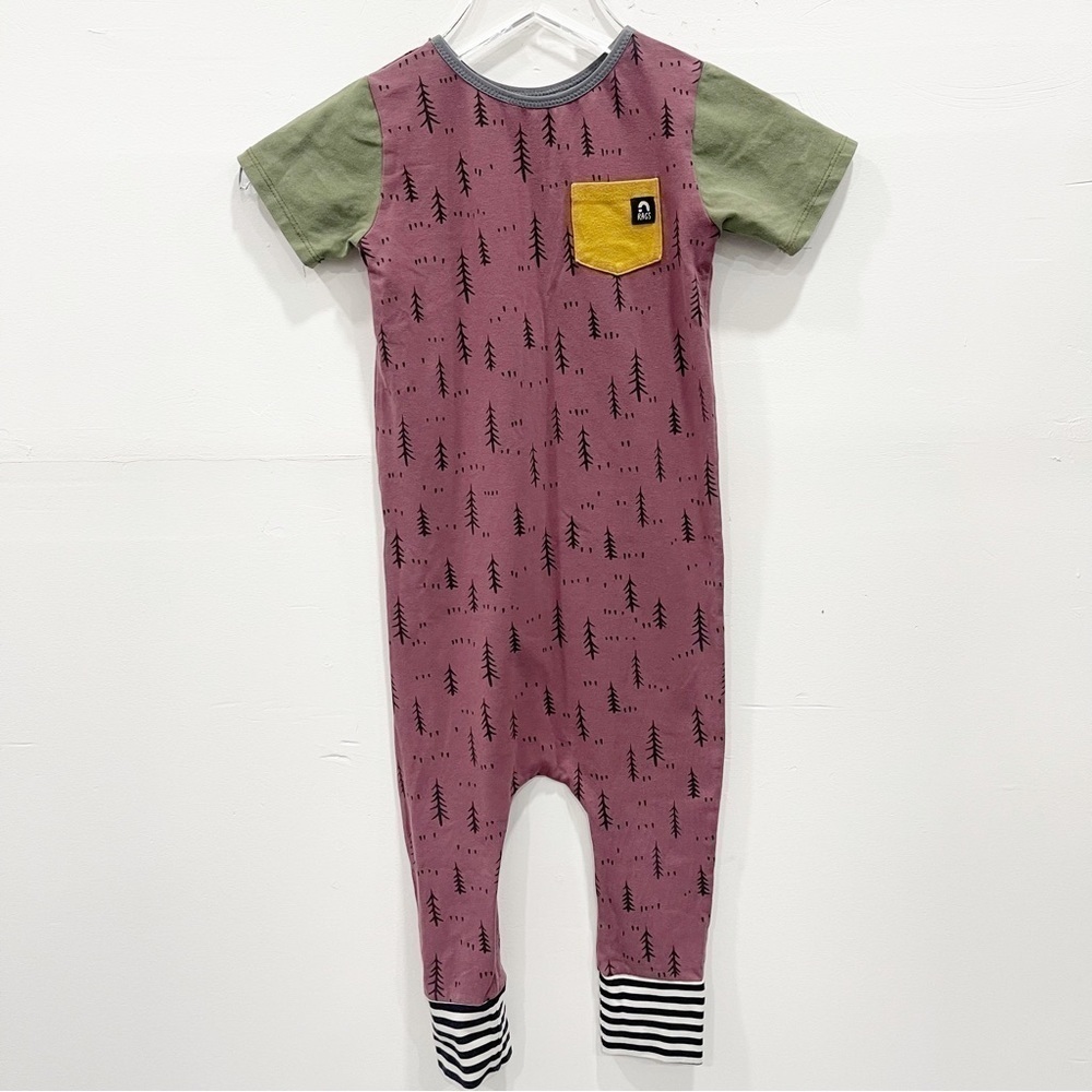 Rags Printed Short Sleeve Romper One-Piece Size 3/4